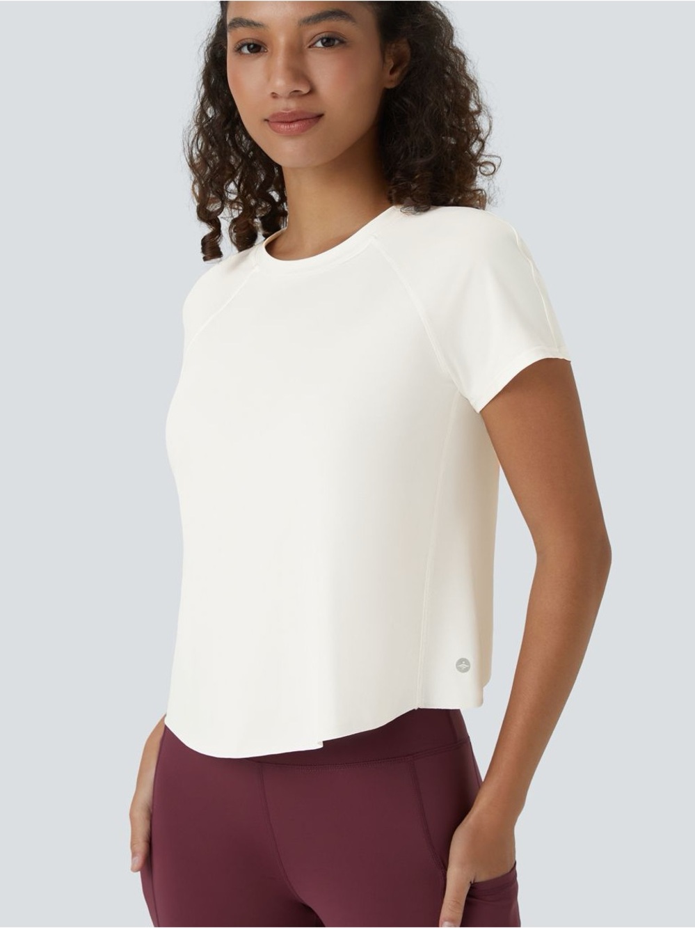 NWT Halara White Contrast Mesh Split Hem Cool Touch Yoga Sport Top Size M